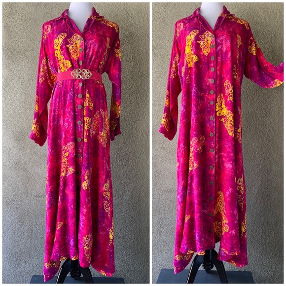“Kimberley’s Travels” Hot Pink and Purple Butterfly Batik Dress size 2X - Picture 4 of 12